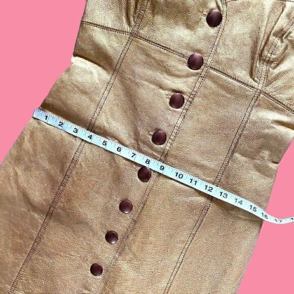 free people leather sleeveless goldie mini dress size 4 NWT gold - Picture 10 of 11